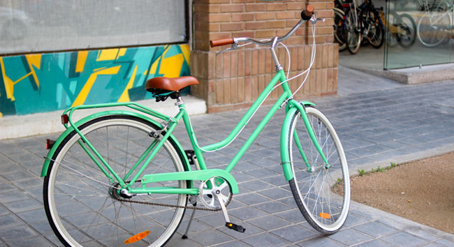 Bici retro vintage verde custom vuelta de tuerca 700 mujer chica lady